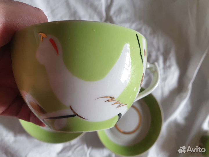 Чайная пара и молочник Вербилки СССР