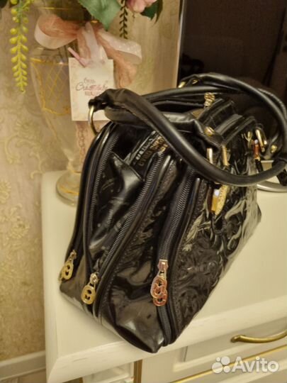 Сумка женская натуральная кожа бу черная