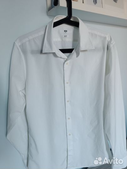 Рубашка белая мужская Uniqlo slim fit, размер М