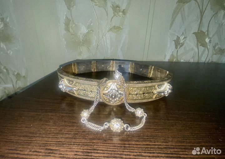 Старинный женский пояс. Серебро с позолотой