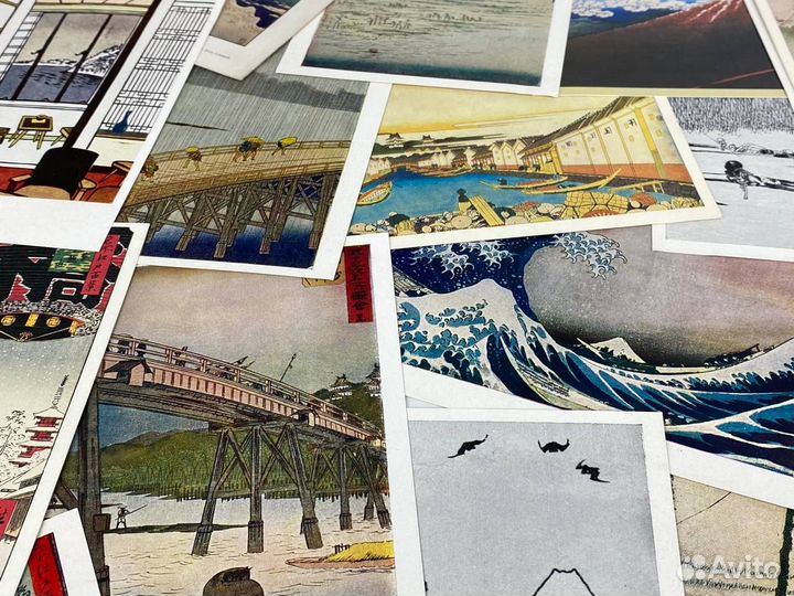 Набор винтажных открыток. Японская гравюра