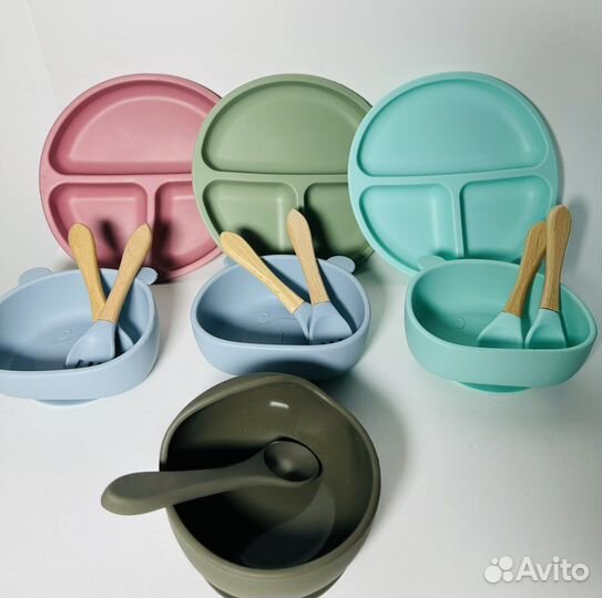 Набор детской силиконовой посуды новый