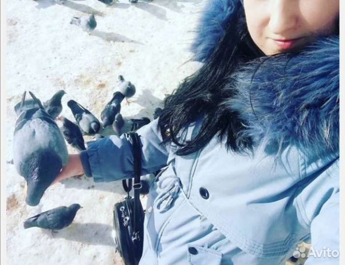 Пуховик парка, голубого цвета