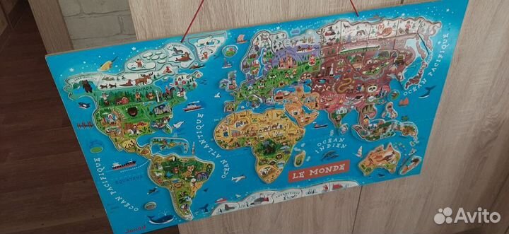 Карта мира пазл на магнитах Janod