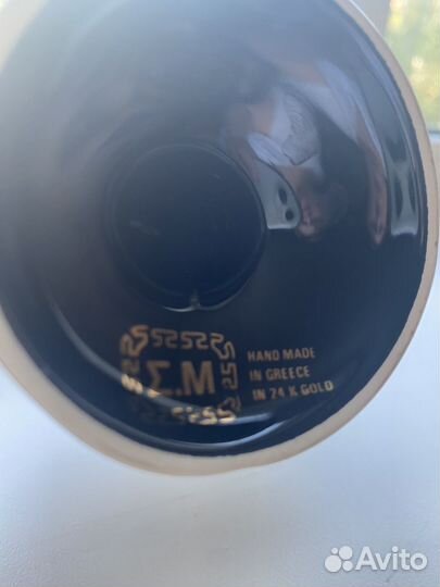 Салфетница керамика в глазури и позолоте из Греции