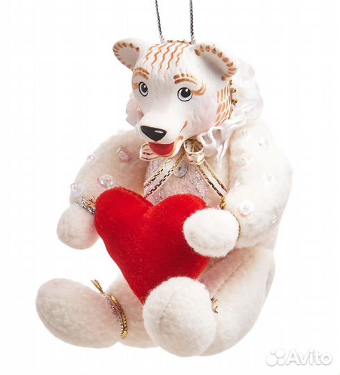 Кукла подвесная Белый медвежонок с сердечком A2186919
