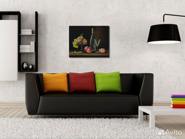 Картина маслом Натюрморт с белым вином и фруктами