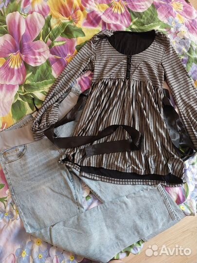 Бесплатно Одежда для беременных 48(джинсы, кофта)