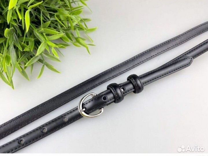 Ремень черный женский узкий