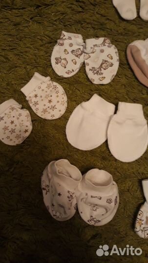 Антицарапки, пинетки, чепчики, 1 ползунки