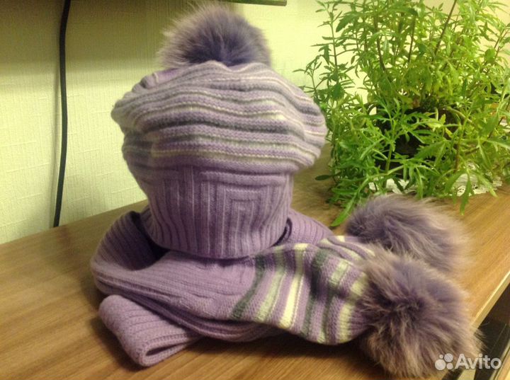 Комплект шапка и шарф, зимний