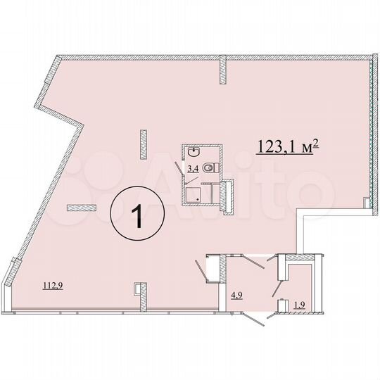 Коммерческое помещение, 123.1 м²