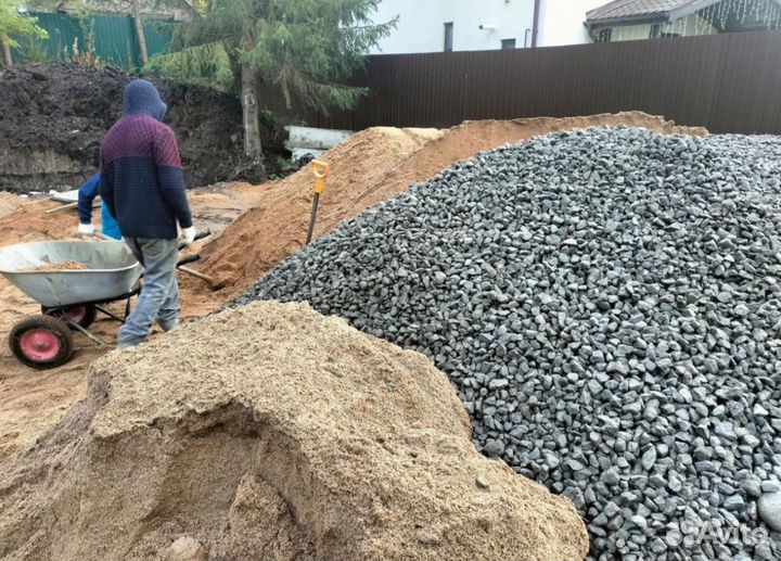 Песок, щебень,отсев, земля, глина, пгс