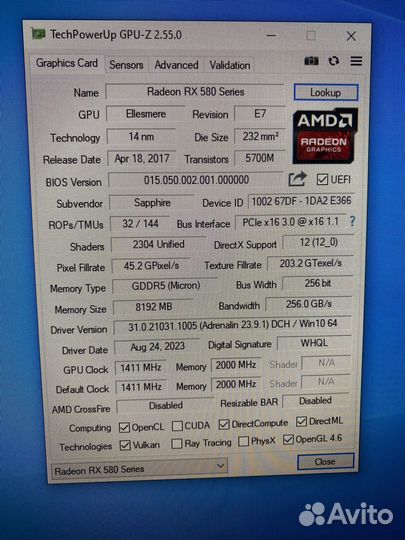Sapphire Rx 580 nitro+ 8Gb
