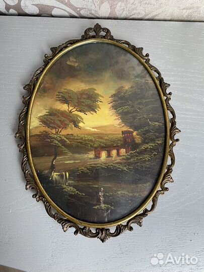 Картина живопись по меди, бронзовая рамка