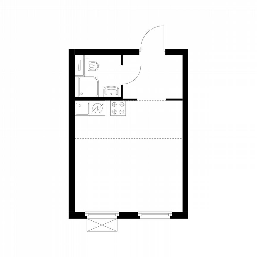 Квартира-студия, 25,4 м², 32/33 эт.
