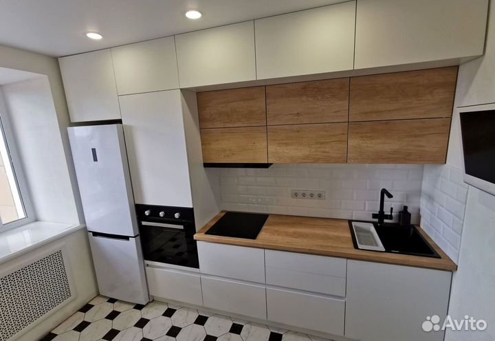 Прямая кухня с мдф фасадами