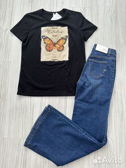 Бронь Комплект футболка и джинсы женские новые