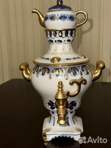 Фарфоровый самовар Гжель. Олимпиада 80