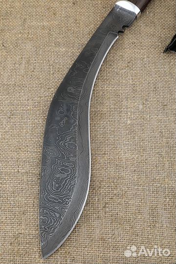 Нож Мачете №7 дамаск рукоять венге оплетка из кожи