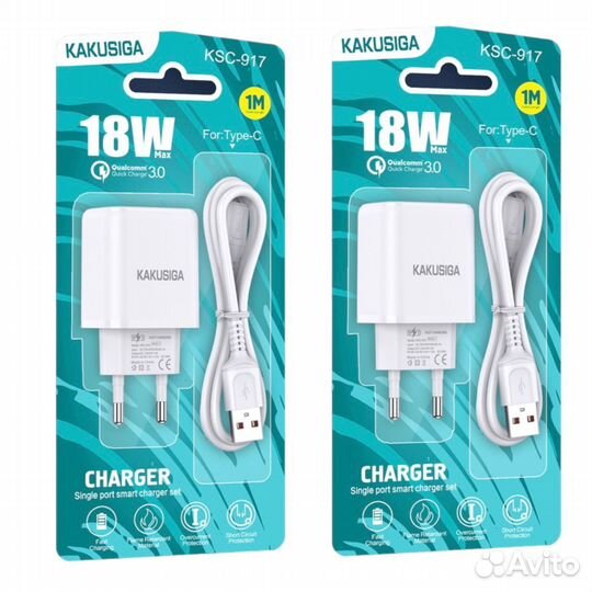 Сзу kakusiga KSC-917 USB-A+Type-C 18W QC3.0 White