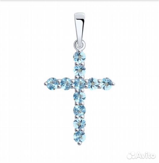 Подвеска золотой крестик с топазами sokolov