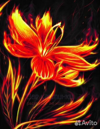 Алмазная мозаика 40x50 Огненный цветок