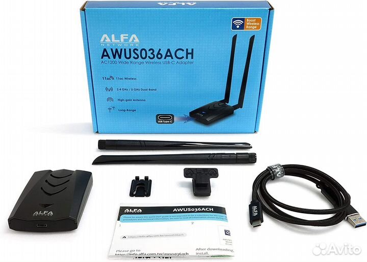 WiFi адаптер alfa awus036ach, Type-C, новая версия