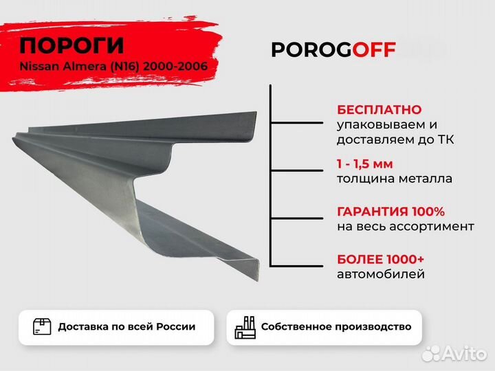 Ремонтные пороги Nissan Almera N16 Хэтчбек