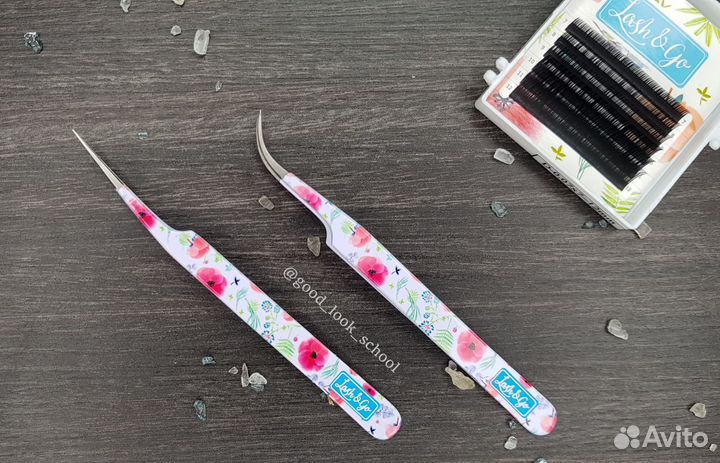 Пинцеты для наращивание ресниц, изогнутый Lash&Go