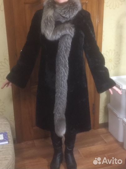 Шуба мутон+песец