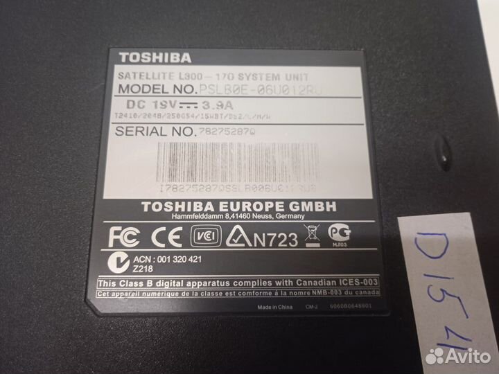 Ноутбук toshiba satellite l300-170 на запчасти