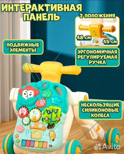 Интерактивные ходунки, бизиборд, каталка 5 в 1