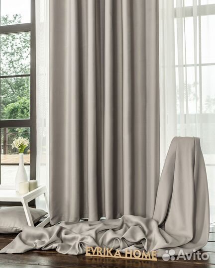 Портьеры блэкаут Марсель Французский серый шторы