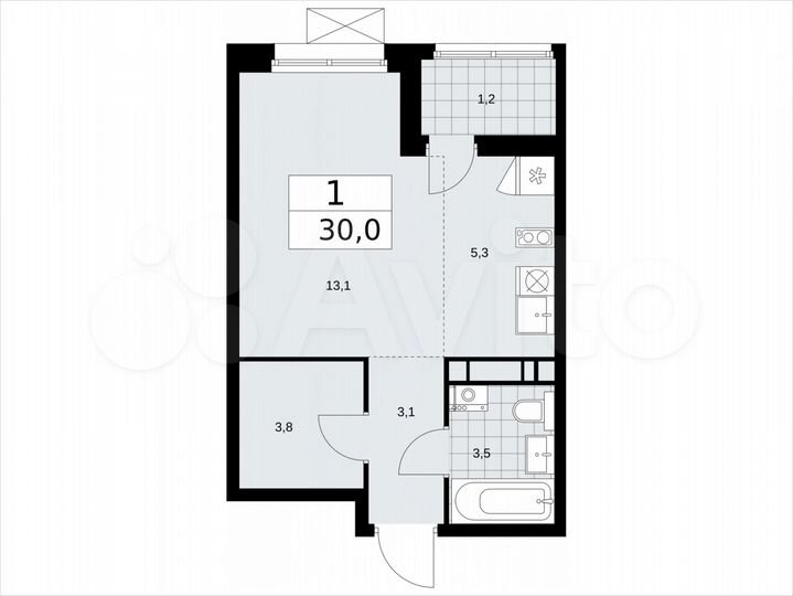 Квартира-студия, 30 м², 9/12 эт.