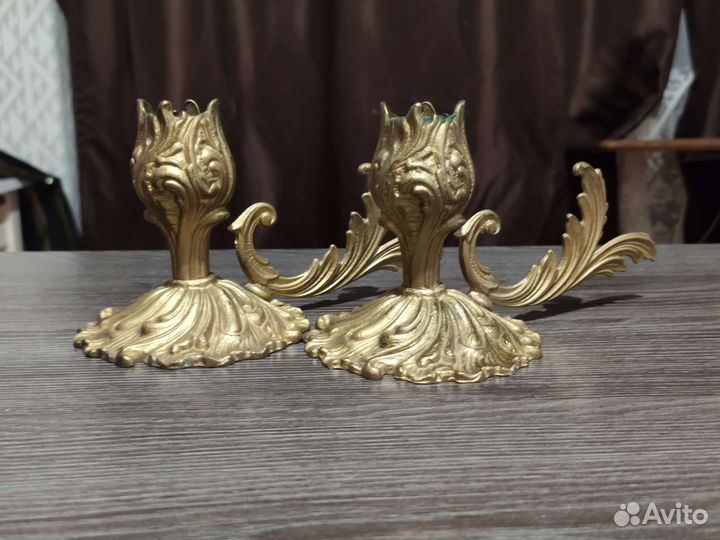 Старинный бронзовый подсвечник