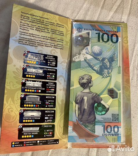 Купюра 100 рублей Чемпионат Мира по футболу
