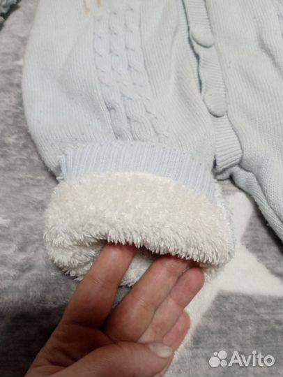 Комбинезон детский вязаный на меху 12-18 месяцев