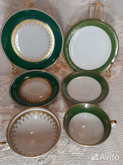 Фарфоровые предметы в зеленом цвете