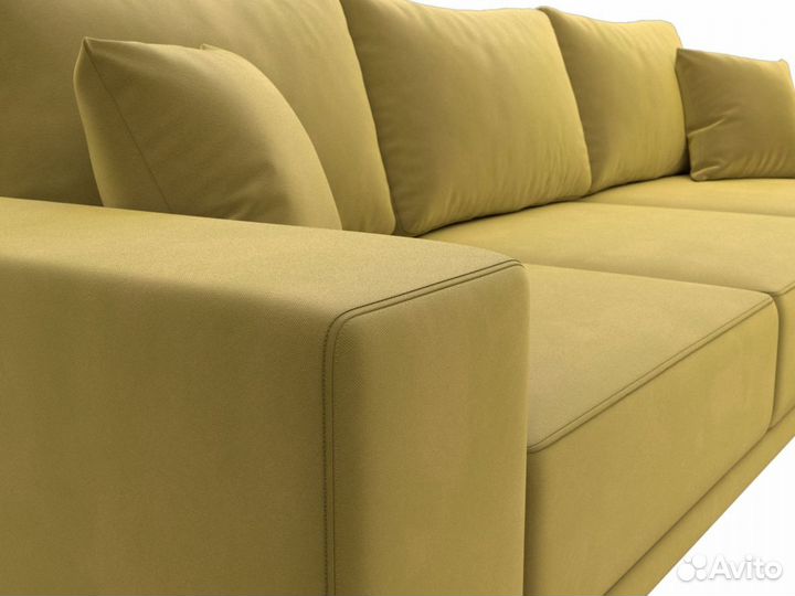 Диван угловой Льюес правый, микровельвет, желтый