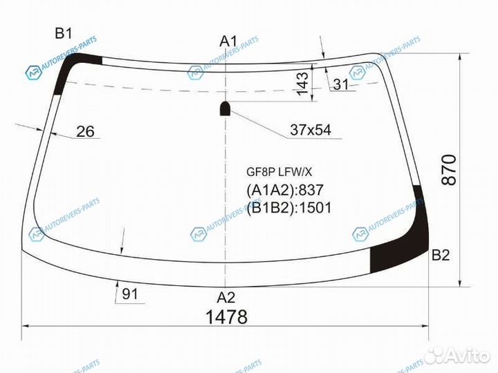 GF8P lfwx Стекло лобовое mazda capella626 45D 97-0