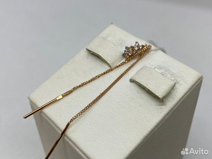 Серьги золотые продевки с камнями 585* (Ленина 23)
