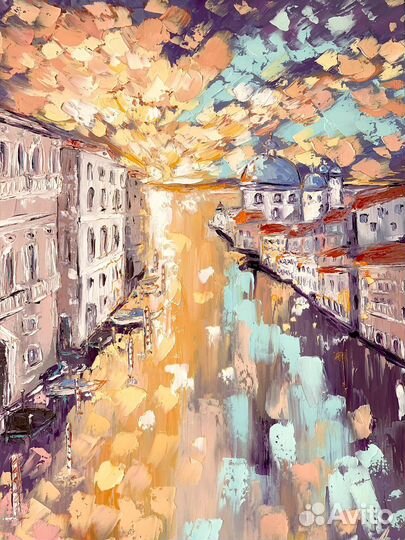 Картина Венеция городской пейзаж маслом на холсте