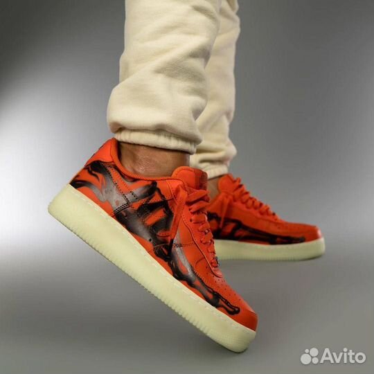 Кроссовки Nike Air Force 1 Skeleton Orange (41-45)