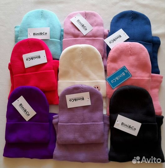 Комплект шапочка+снуд зимний на флисе