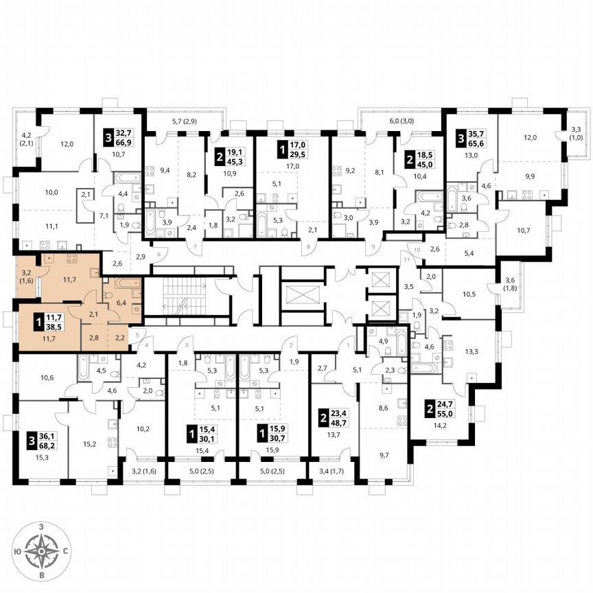 1-к. квартира, 38,5 м², 2/25 эт.