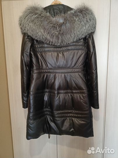 Кожаное женское пальто