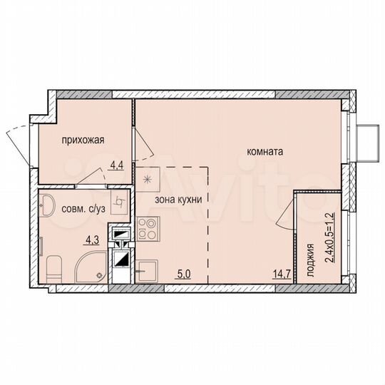 Квартира-студия, 28,3 м², 12/18 эт.