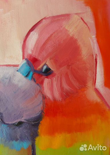 Картина маслом Радужные неразлучники