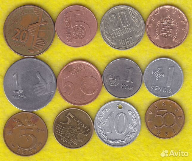 Иностранные монеты (лоты № 077 А,Б,В,Г,Д)